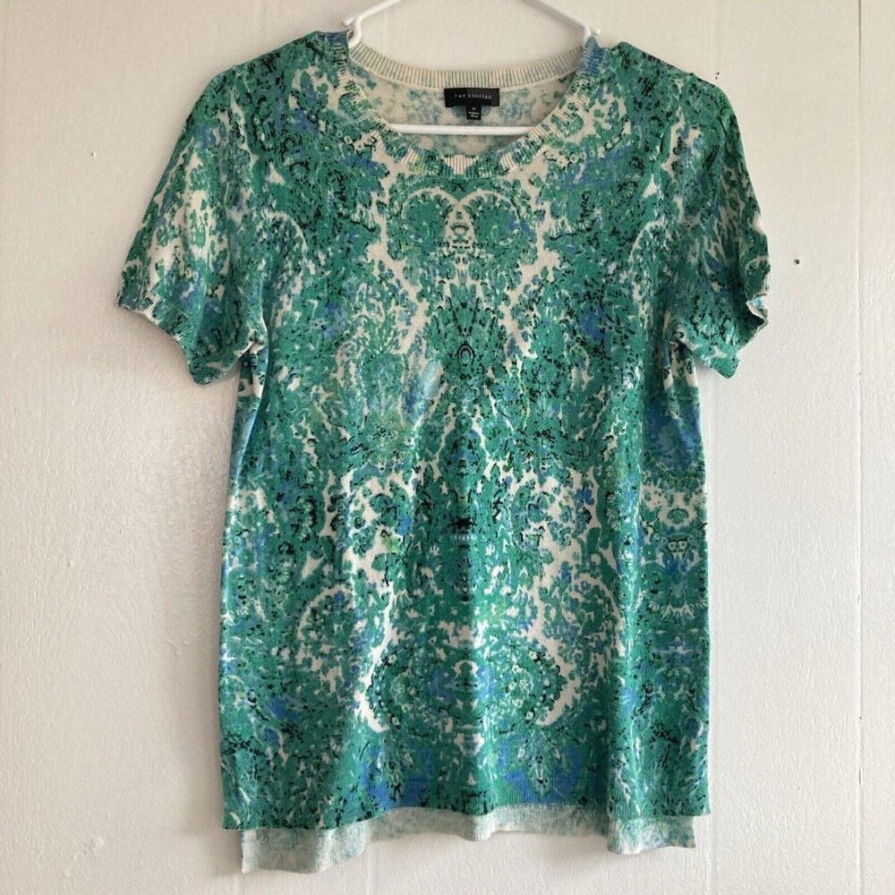 Limited Paisley Sweater Lightweight Abstract Print Short Sleeve Cotton Blend M